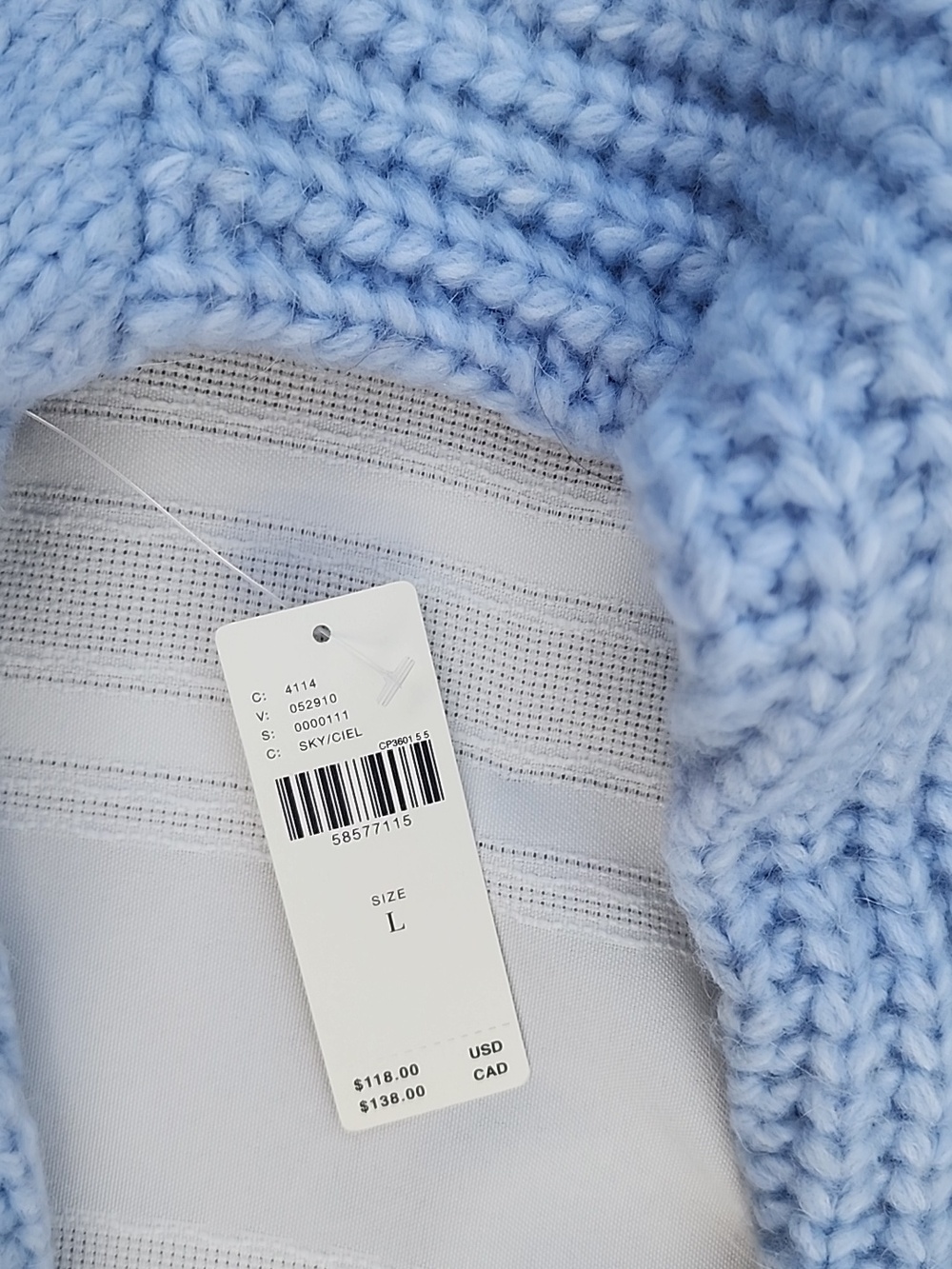 ANTHROPOLOGIE SWEATER RAMONA NWT BLUE V-neck Pullover Cable 7%Angora Knit - Picture 3 of 6